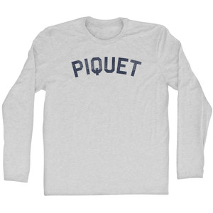 Piquet Adult Cotton Long Sleeve T-shirt - Grey Heather