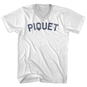 Piquet Adult Cotton V-neck T-shirt - White