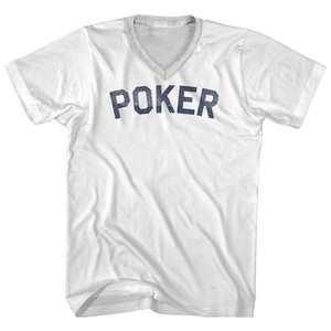 Poker Adult Cotton V-neck T-shirt - White