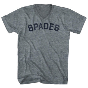 Spades Adult Tri-Blend V-neck T-shirt - Athletic Grey
