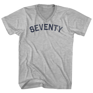 Seventy Adult Cotton V-neck T-shirt - Grey Heather