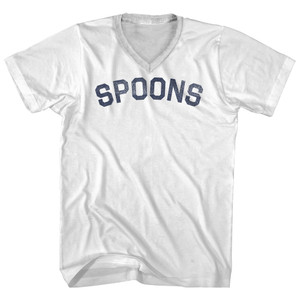 Spoons Adult Cotton V-neck T-shirt - White