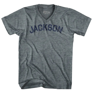 JACKSON Tri-Blend V-neck Womens Junior Cut T-shirt - Athletic Grey JACKSON Tri-Blend V-neck Womens Junior Cut T-shirt - Athletic Grey
