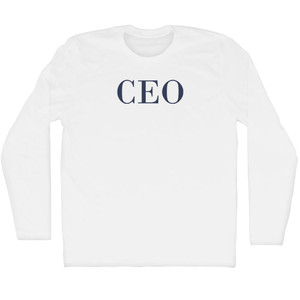 CEO Adult Cotton Long Sleeve T-shirt - White