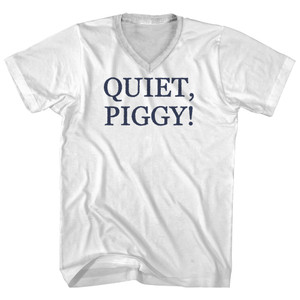Quiet Piggy Rage Font Adult Cotton V-neck T-shirt - White
