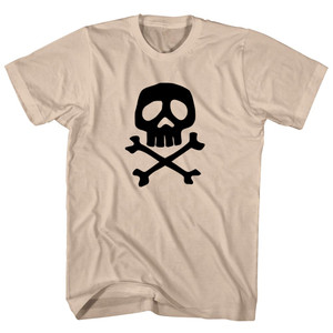 Skull and Crossed Bones Adult Cotton T-shirt - Creme
