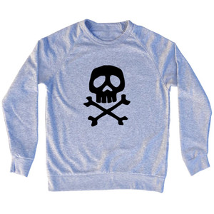 Skull and Crossed Bones Adult Tri-Blend Sweatshirt - Grey Heather