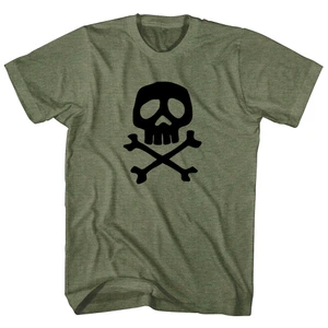 Skull and Crossed Bones Adult Tri-Blend T-shirt - Military Green