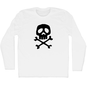 Skull and Crossed Bones Adult Cotton Long Sleeve T-shirt - White