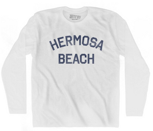 Adult Large - California Hermosa Beach Adult Cotton Long Sleeve Vintage T-shirt - White - Final sale Z481