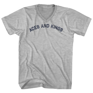 Aces and Kings Adult Cotton V-neck T-shirt - Grey Heather