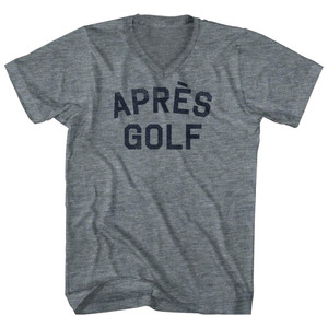 APRES GOLF Adult Tri-Blend V-neck T-shirt - Athletic Grey