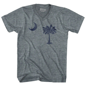 South Carolina State Flag Tri-Blend V-neck Womens Junior Cut T-shirt - Athletic Grey South Carolina State Flag Tri-Blend V-neck Womens Junior Cut T-shirt - Athletic Grey