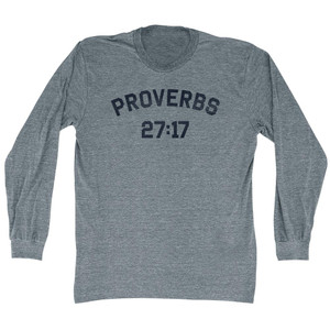 Proverbs 27 17 Adult Tri-Blend Long Sleeve T-shirt - Athletic Grey