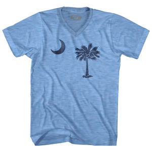 South Carolina State Flag Adult Tri-Blend V-neck T-shirt - Athletic Blue South Carolina State Flag Adult Tri-Blend V-neck T-shirt - Athletic Blue
