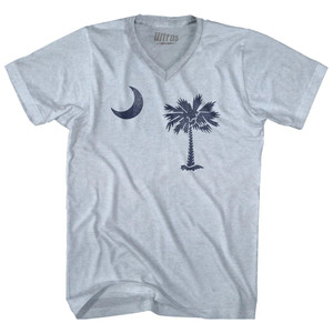 South Carolina State Flag Adult Tri-Blend V-neck T-shirt - Athletic White South Carolina State Flag Adult Tri-Blend V-neck T-shirt - Athletic White