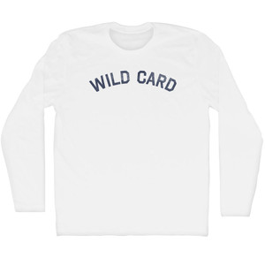Wild Card Adult Cotton Long Sleeve T-shirt - White