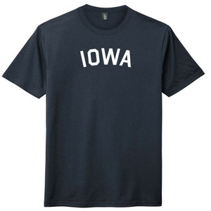 Iowa State Text White Font Mens Tri-Blend DTG T-shirt - Navy Blue Solid