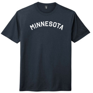 Minnesota State Text White Font Mens Tri-Blend DTG T-shirt - Navy Blue Solid