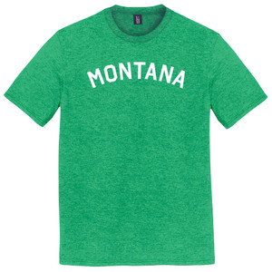 Montana State Text White Font Mens Tri-Blend DTG T-shirt - Green Kelly