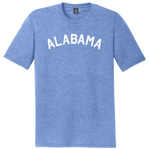Alabama State Text White Font Mens Tri-Blend DTG T-shirt - Blue Heather