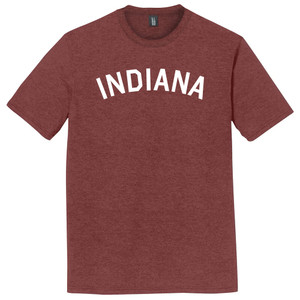 Indiana State Text White Font Mens Tri-Blend DTG T-shirt - Maroon Heather