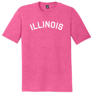 Illinois State Text White Font Mens Tri-Blend DTG T-shirt - Fuchsia Heather
