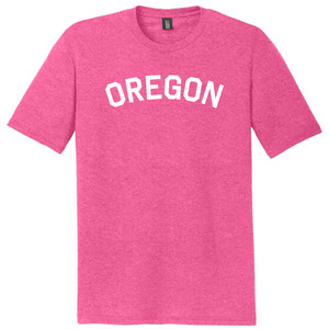 Oregon State Text White Font Mens Tri-Blend DTG T-shirt - Fuchsia Heather
