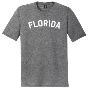 Florida State Text White Font Mens Tri-Blend DTG T-shirt - Grey Heather