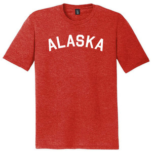 Alaska State Text White Font Mens Tri-Blend DTG T-shirt - Red Heather