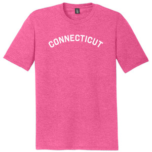 Connecticut State Text White Font Mens Tri-Blend DTG T-shirt - Fuchsia Heather