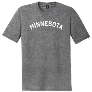 Minnesota State Text White Font Mens Tri-Blend DTG T-shirt - Grey Heather