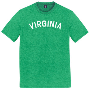 Virginia State Text White Font Mens Tri-Blend DTG T-shirt - Green Kelly