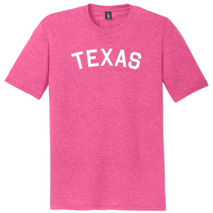 Texas State Text White Font Mens Tri-Blend DTG T-shirt - Fuchsia Heather