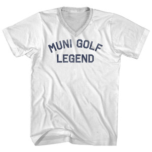 Muni Golf Legend Adult Cotton V-neck T-shirt - White
