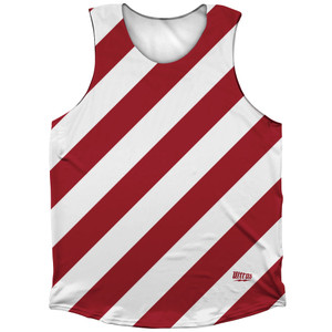 Candy Cane Design Athletic Tank Top - Red Cardinal and White