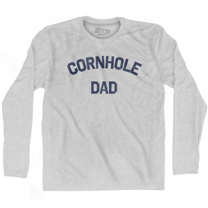 Cornhole Dad Adult Cotton Long Sleeve T-shirt - Grey Heather