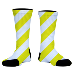 Candy Cane Design Athletic Crew Socks - Yellow Bright and White