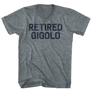 Retired Gigolo Adult Tri-Blend V-neck T-shirt - Athletic Grey