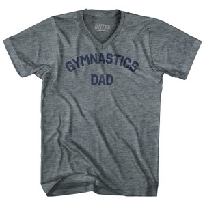 Gymnastics Dad Tri-Blend V-neck Womens Junior Cut T-shirt - Athletic Grey
