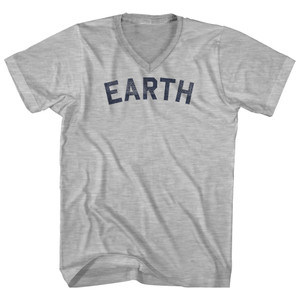 Earth Adult Cotton V-neck T-shirt - Grey Heather