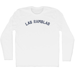 Las Ramblas Adult Cotton Long Sleeve T-shirt - White