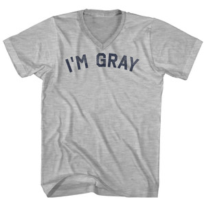 I'm Gray Adult Cotton V-neck T-shirt - Grey Heather