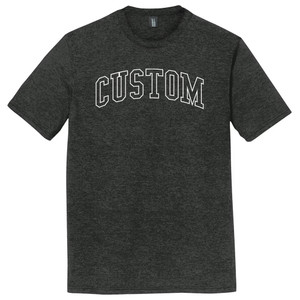 Custom Arched Ruckus Font Outline White Ink On Mens Tri-Blend DTG T-shirt - Black Heather