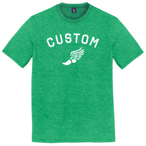Custom Running Winged Foot White Ink On Mens Tri-Blend DTG T-shirt - Green Kelly Heather