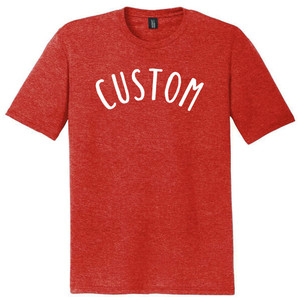 Custom Beach Sand Text White Ink On Mens Tri-Blend DTG T-shirt - Red Heather