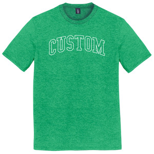 Custom Arched Ruckus Font Outline White Ink On Mens Tri-Blend DTG T-shirt - Green Kelly Heather