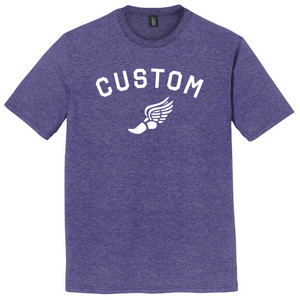 Custom Running Winged Foot White Ink On Mens Tri-Blend DTG T-shirt - Purple Heather