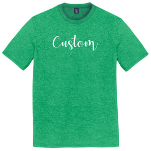 Custom Cursive Font White Ink On Mens Tri-Blend DTG T-shirt - Green Kelly Heather