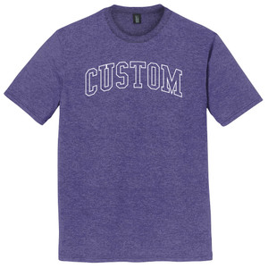 Custom Arched Ruckus Font Outline White Ink On Mens Tri-Blend DTG T-shirt - Purple Heather